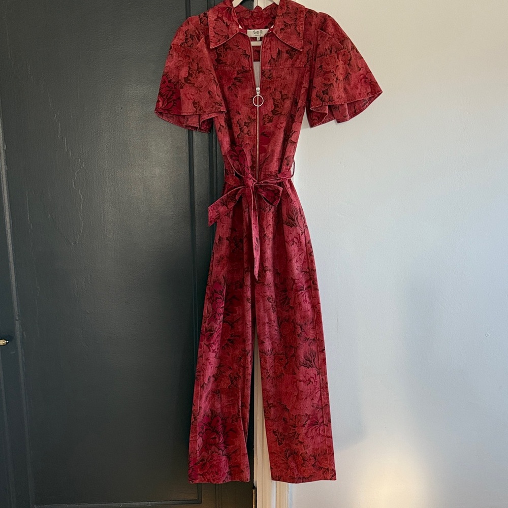 Sea Red Floral Jumpsuit